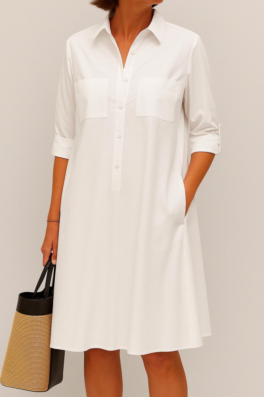 ALODIA - ROBE SOPHISTIQUÉE À MANCHES LONGUES AVEC POCHES