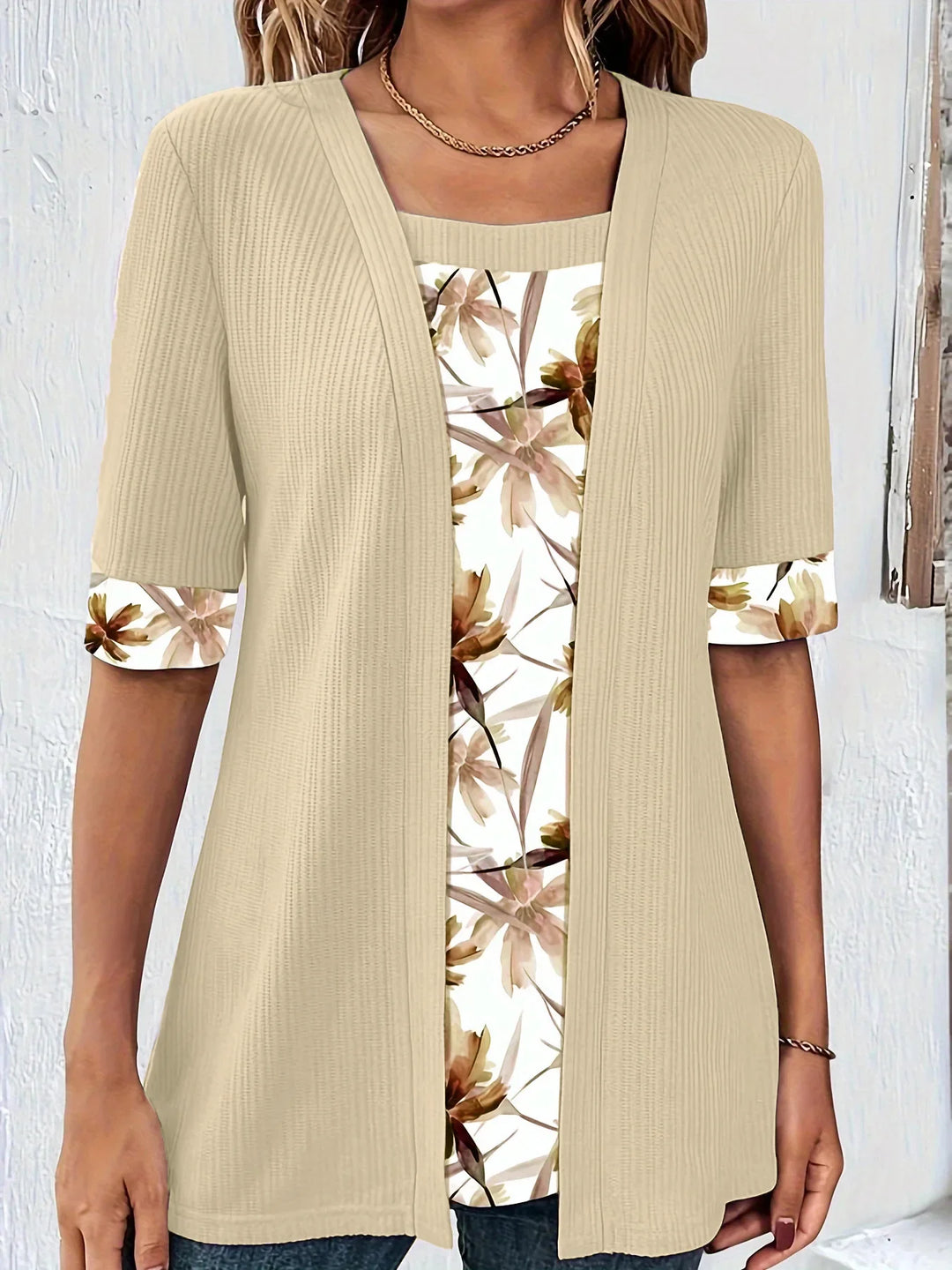 ESTHER – DUAL-LAYER FLORAL RELAXED BLOUSE