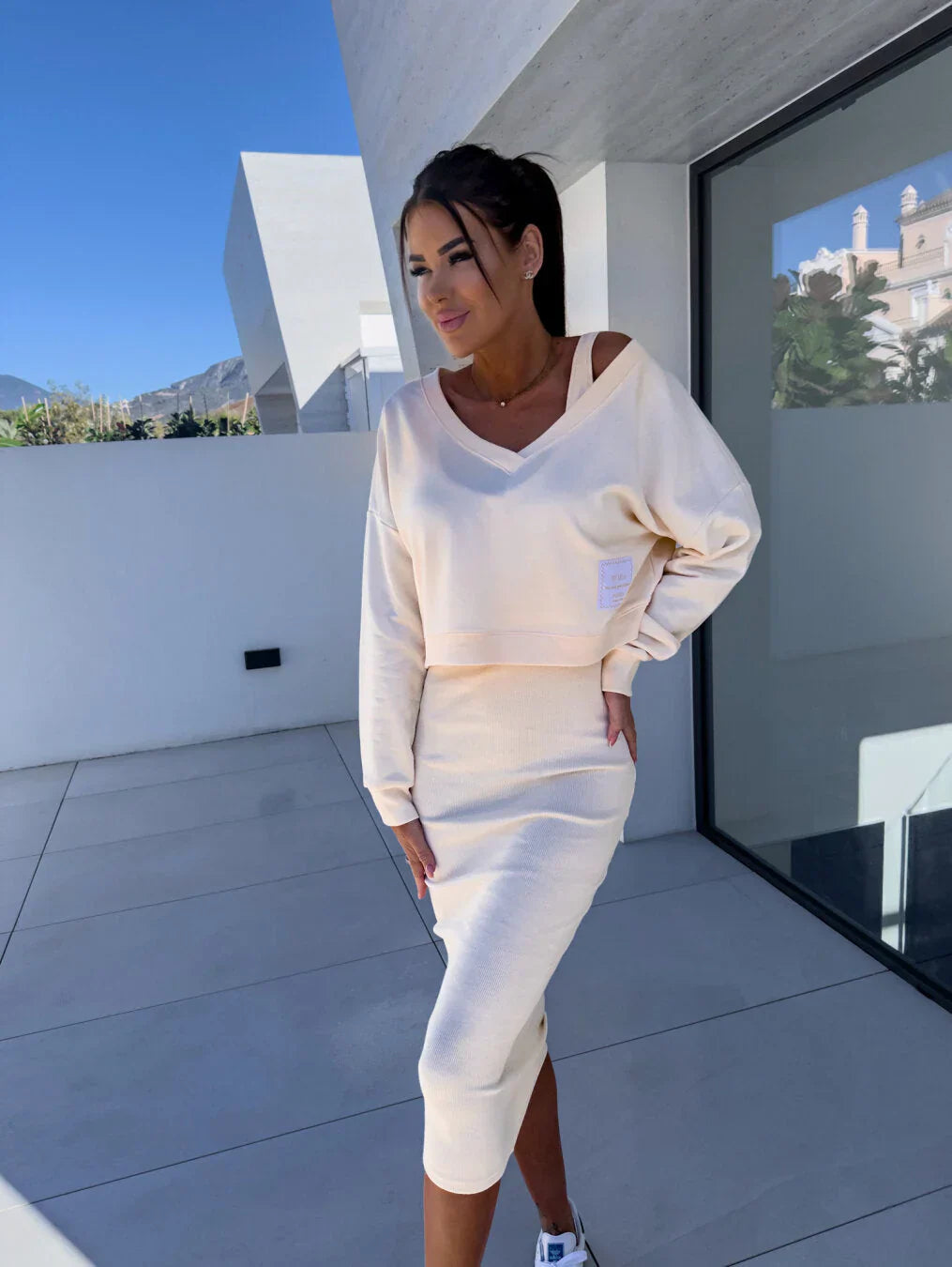 LARISA – SOFT SWEATER OVERLAY DRESS SET