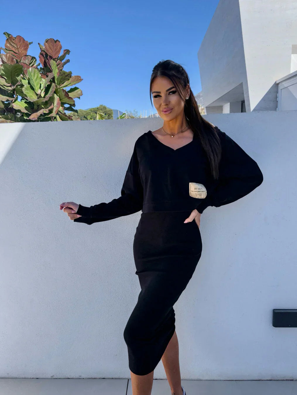 LARISA – SOFT SWEATER OVERLAY DRESS SET