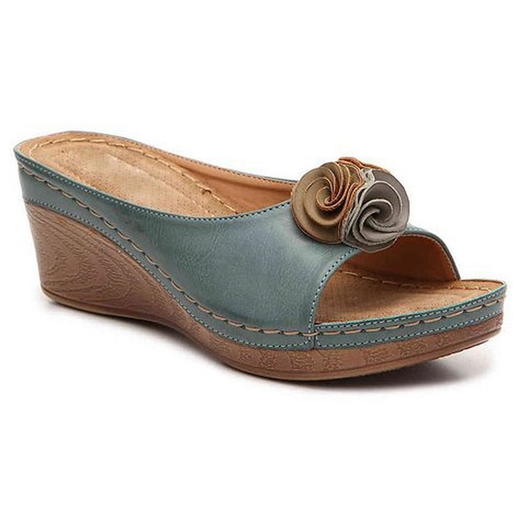 XYRIEL - ORTHOPEDIC LEATHER WEDGE SANDALS